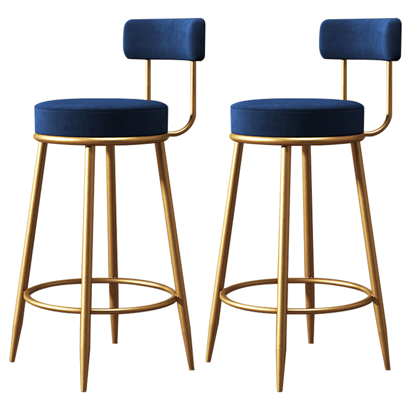Glam Style Bar-stool Round Counter Bar Stool with Metal Legs