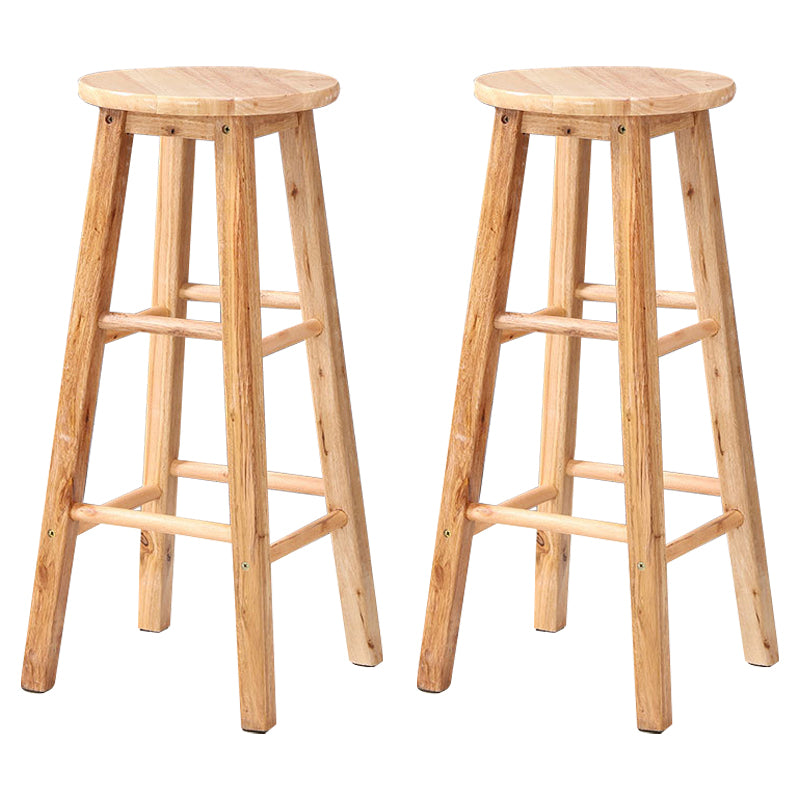 Dining Room Simple Style Wood Barstool Wood 4 Legs Bar Stool with Pedal