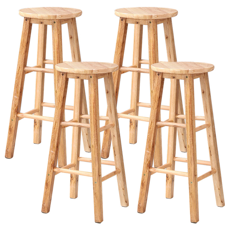 Dining Room Simple Style Wood Barstool Wood 4 Legs Bar Stool with Pedal