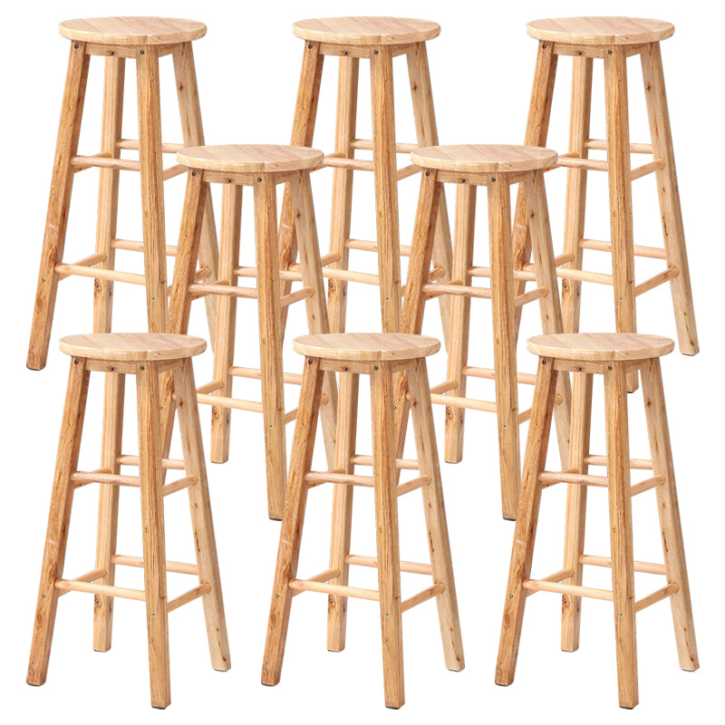 Dining Room Simple Style Wood Barstool Wood 4 Legs Bar Stool with Pedal