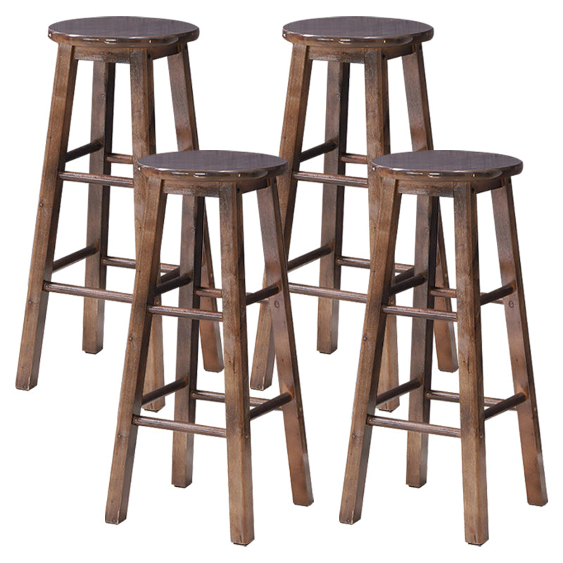 Dining Room Simple Style Wood Barstool Wood 4 Legs Bar Stool with Pedal