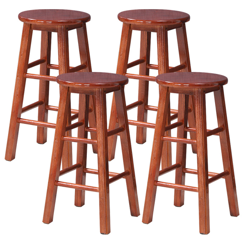Dining Room Simple Style Wood Barstool Wood 4 Legs Bar Stool with Pedal