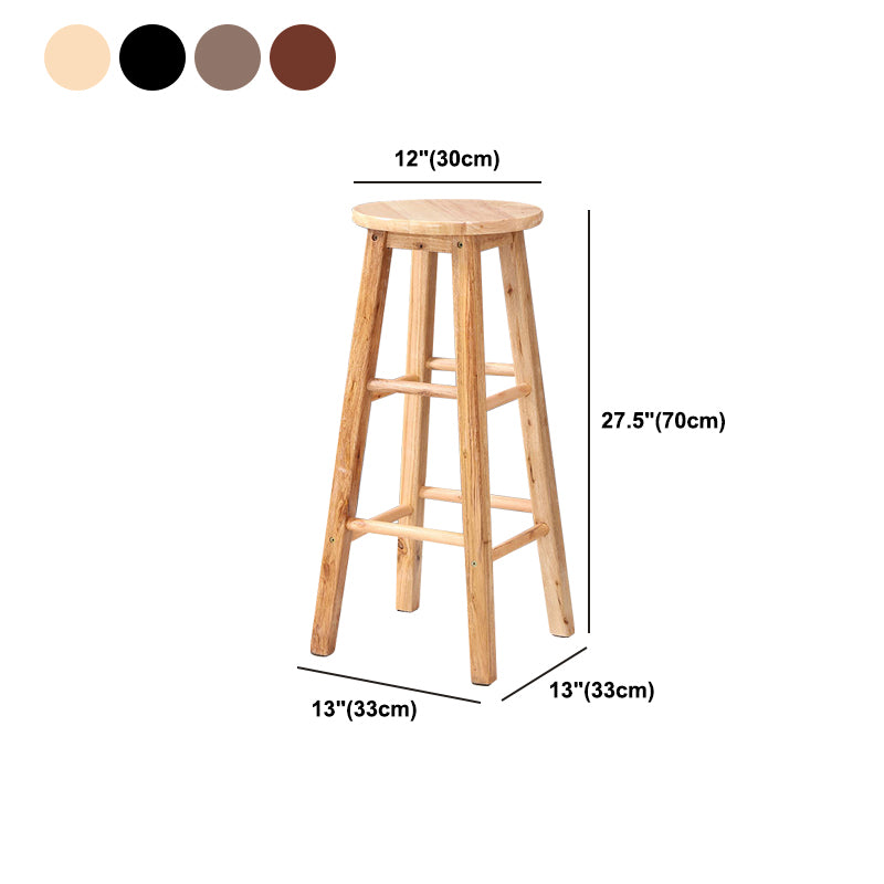 Dining Room Simple Style Wood Barstool Wood 4 Legs Bar Stool with Pedal