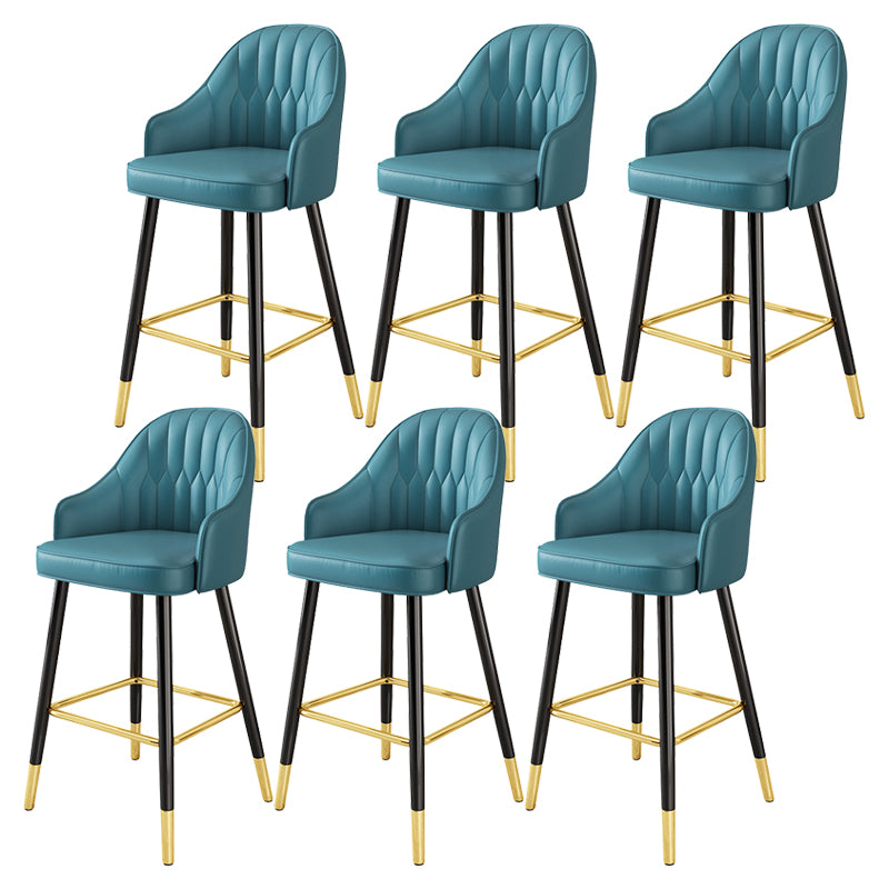 Leather Seat Barstool Nordic Style Iron Pedestal Bar Stool for Dining Room