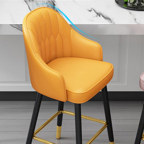 Leather Seat Barstool Nordic Style Iron Pedestal Bar Stool for Dining Room