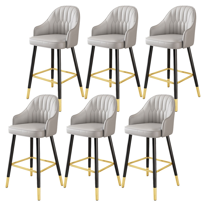 Leather Seat Barstool Nordic Style Iron Pedestal Bar Stool for Dining Room