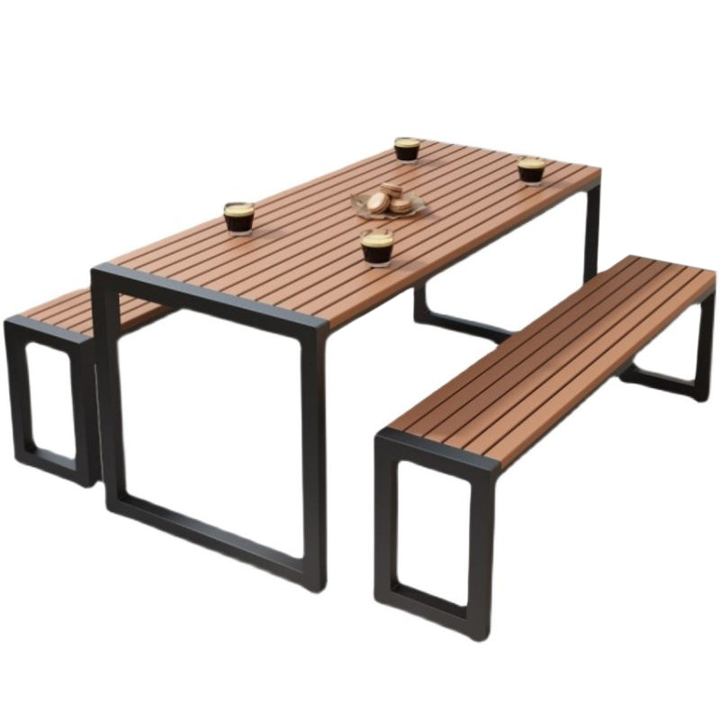 Industrial 1/3/5 Pieces Dining Set Rectangle Wood Dining Table for Courtyard