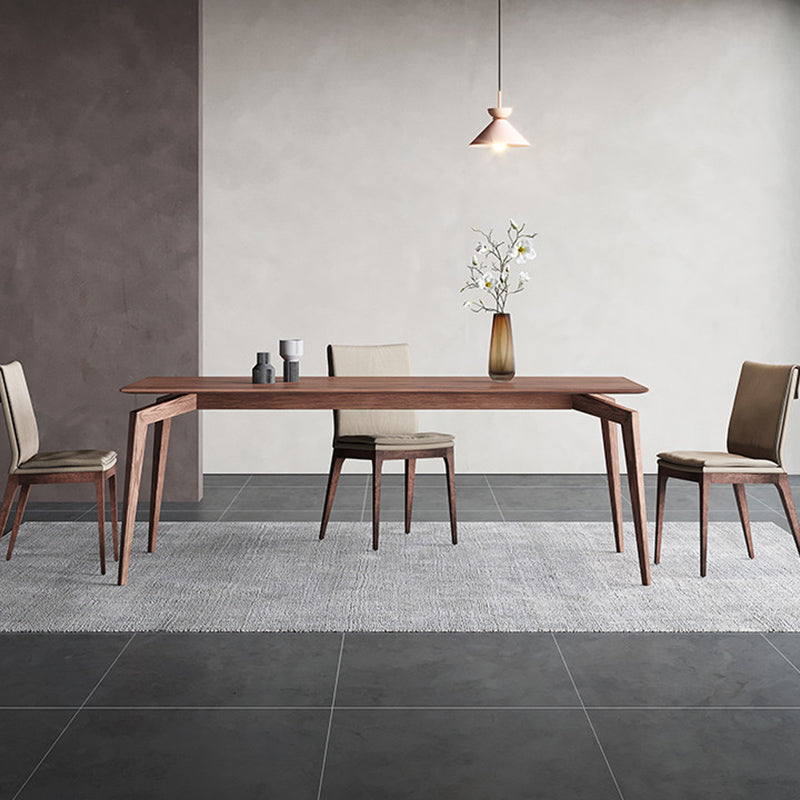 Rectangle 4 Legs Mid-Century Dining Table Wood Color Fixed Table of Ash Wood
