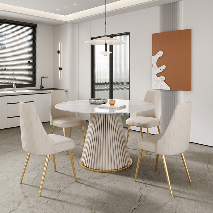Traditional Luxury Dining Table Round Sintered Stone Table for Home