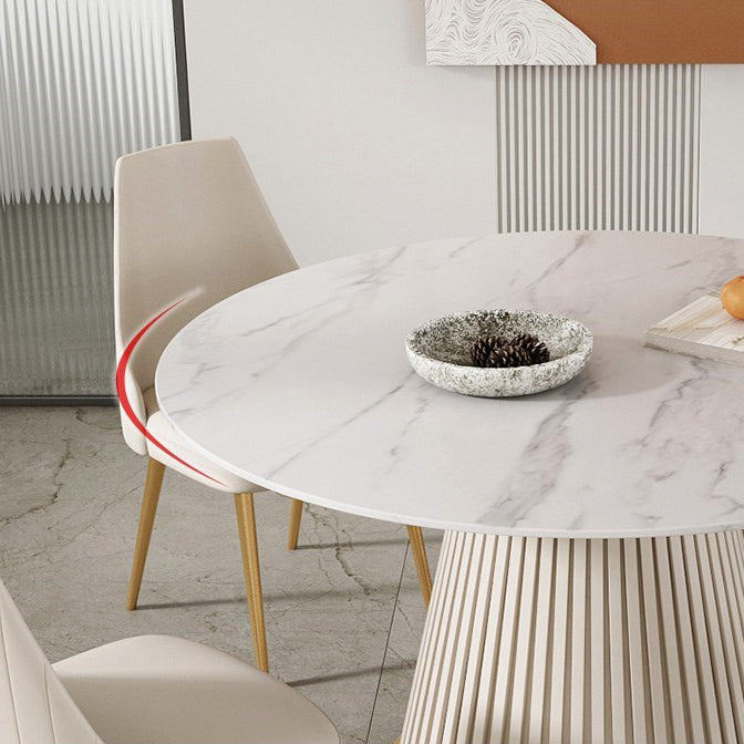 Traditional Luxury Dining Table Round Sintered Stone Table for Home