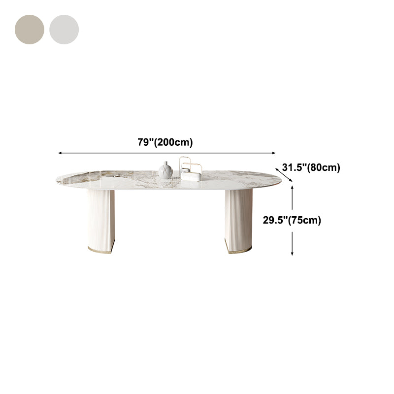 Stone Dining Table Contemporary Style Oval Dining Site Table for Home