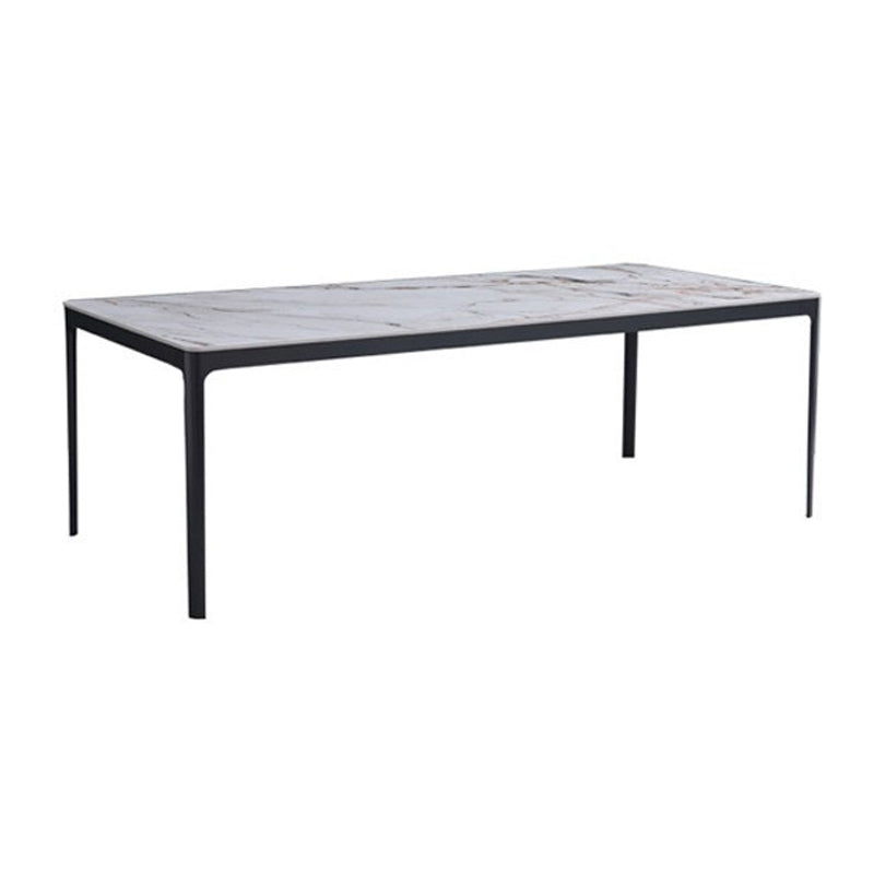 Metal Contemporary Rectangular Dining Table with 4 Legs Sintered Stone Table for Home
