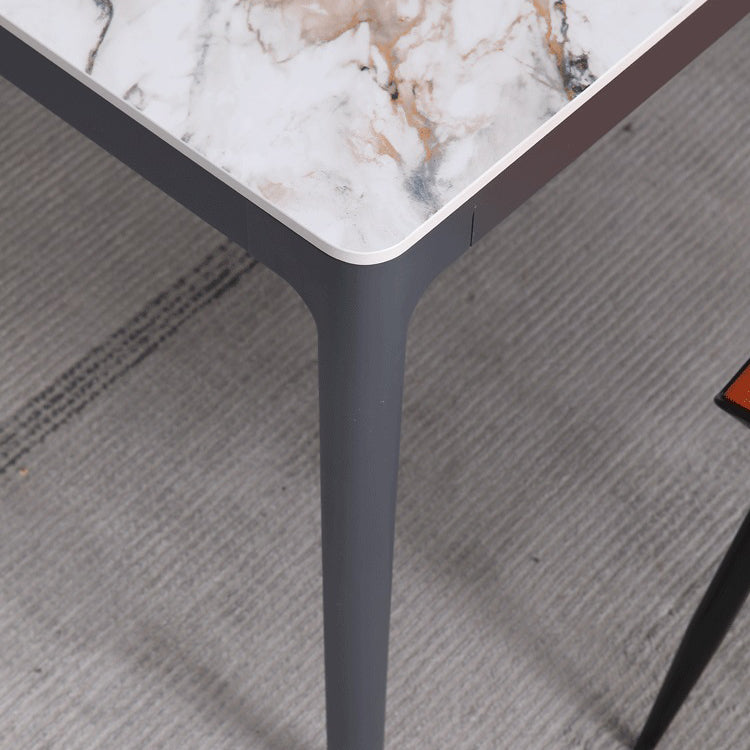 Metal Contemporary Rectangular Dining Table with 4 Legs Sintered Stone Table for Home