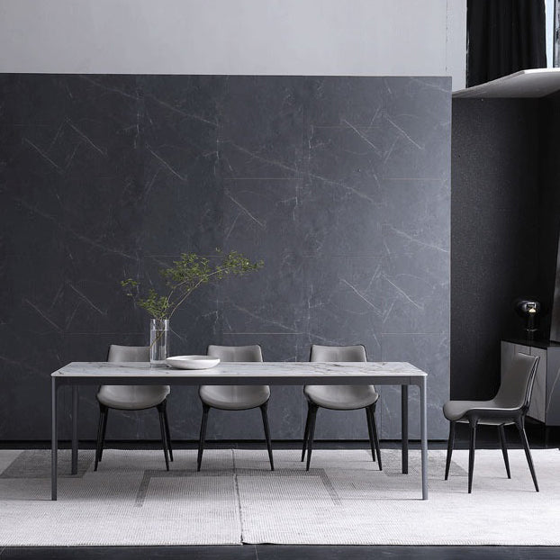 Metal Contemporary Rectangular Dining Table with 4 Legs Sintered Stone Table for Home