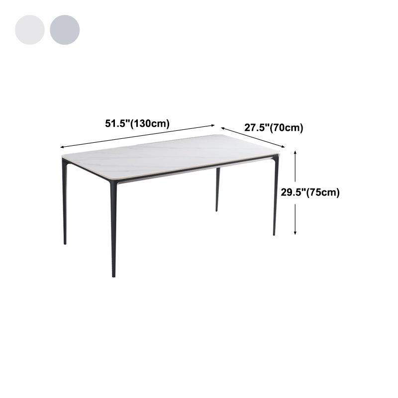 Metal Contemporary Rectangular Dining Table with 4 Legs Sintered Stone Table for Home