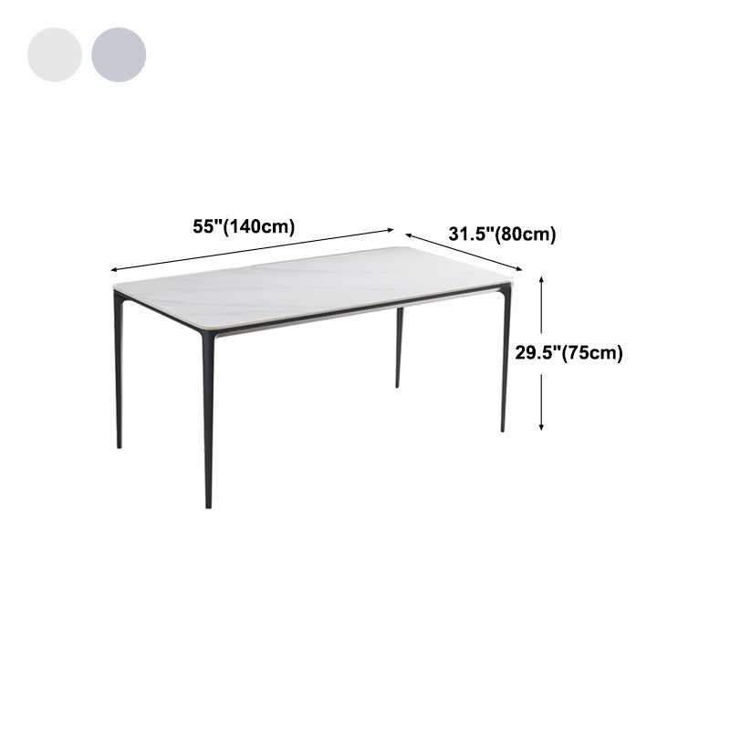 Metal Contemporary Rectangular Dining Table with 4 Legs Sintered Stone Table for Home