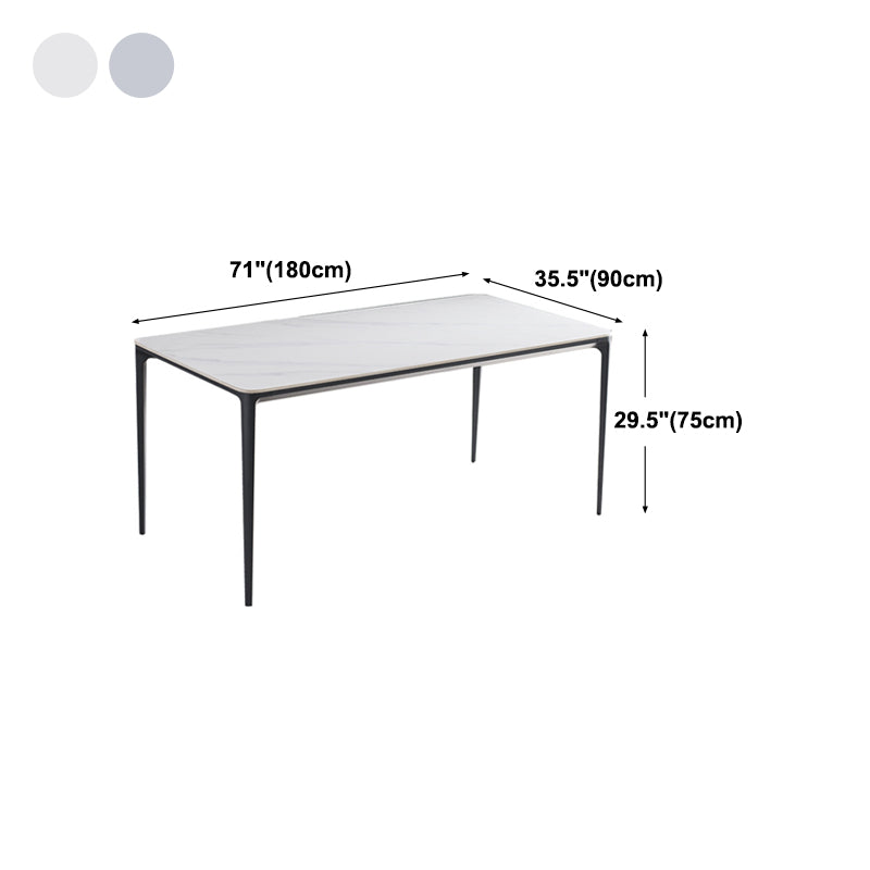 Metal Contemporary Rectangular Dining Table with 4 Legs Sintered Stone Table for Home