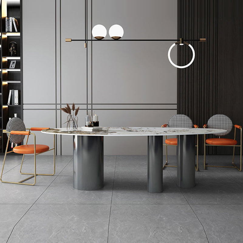 Oval Traditional Luxury Stone Table Standard Height Dining Table