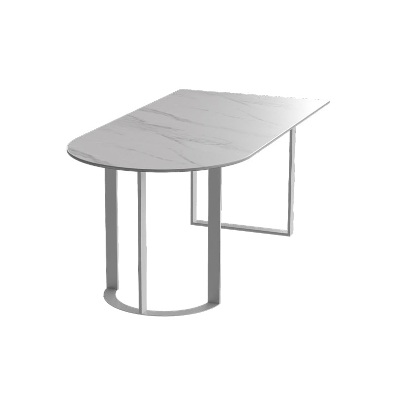 Contemporary Style Dining Table Stone Dining Room Table with Double Pedestal