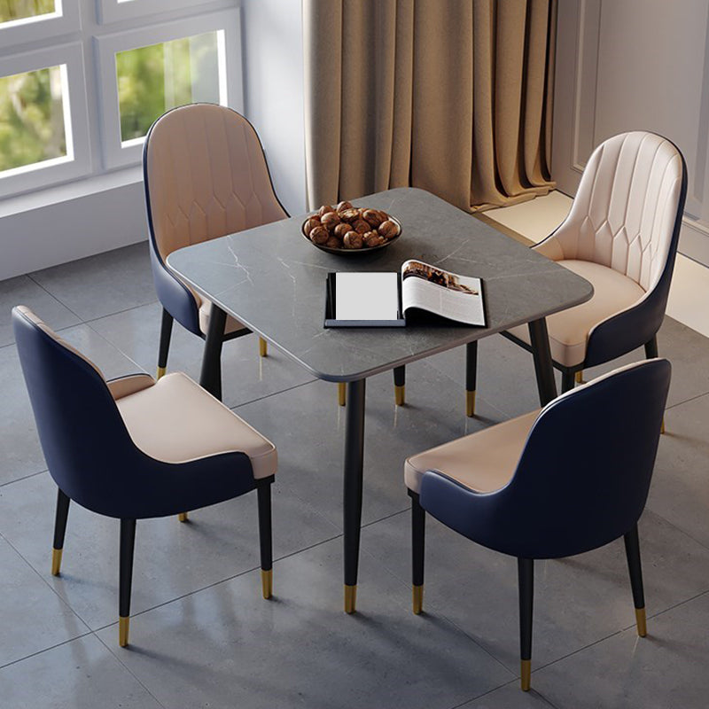 Industrial Style Dining Table Sintered Stone 4 Legs Table for Home