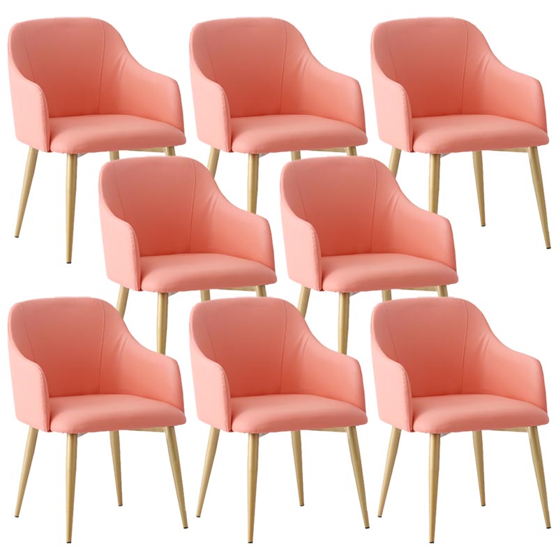 Upholstered Arm Chair Glam Dining Arm Chair with Gold Legs for Home