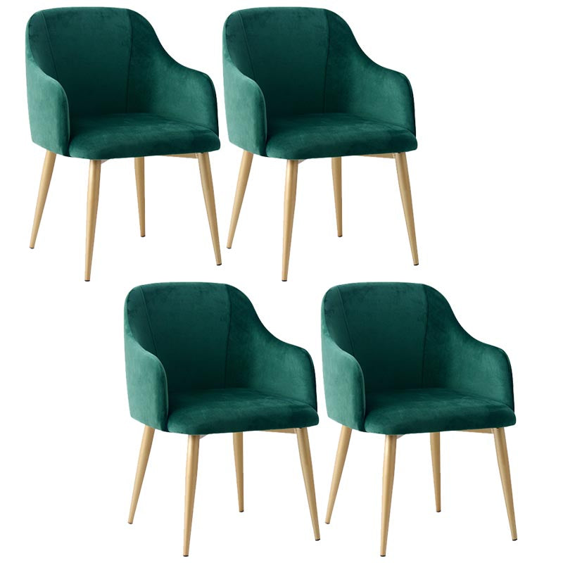 Upholstered Arm Chair Glam Dining Arm Chair with Gold Legs for Home