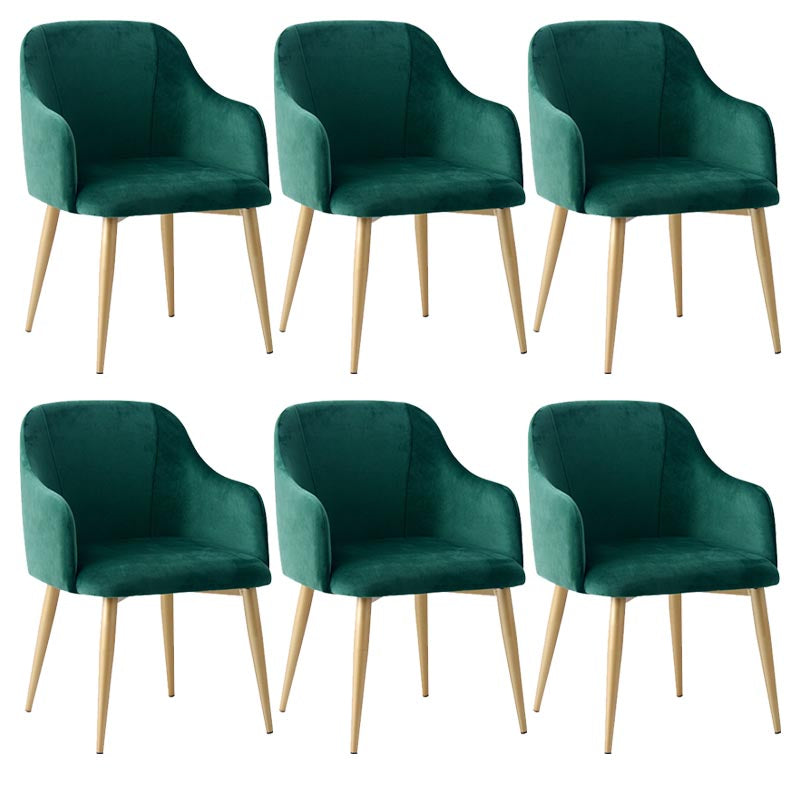 Upholstered Arm Chair Glam Dining Arm Chair with Gold Legs for Home