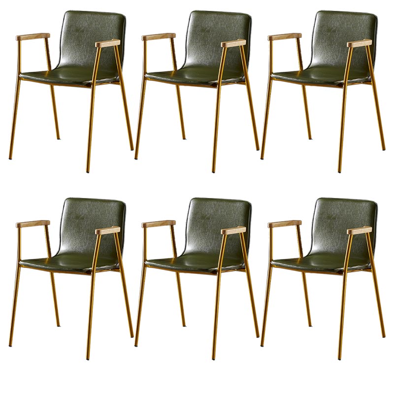 Industrial Dining Arm Chair Leather Dining Chair with Metal Base
