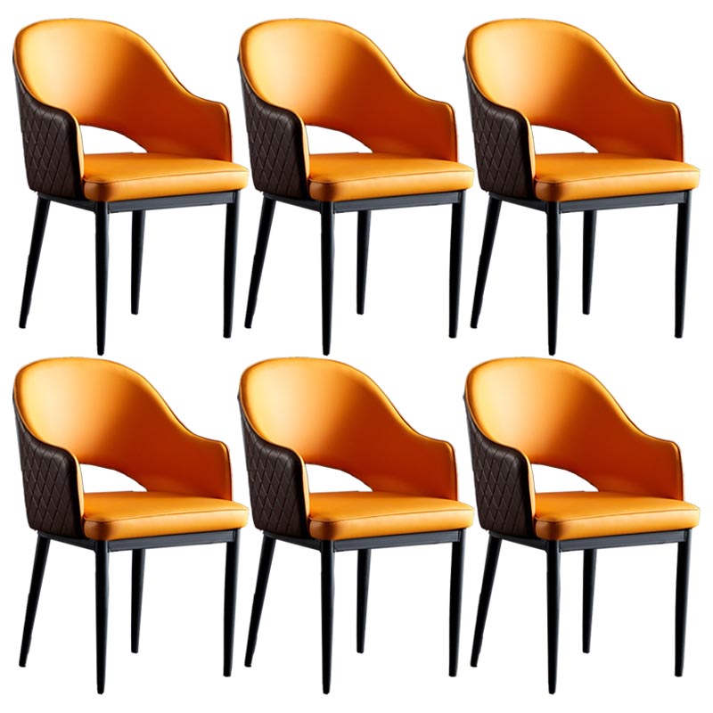Glam Leather Dining Chair Open Back Dining Side Furniture with Iron Legs in Matte Finish