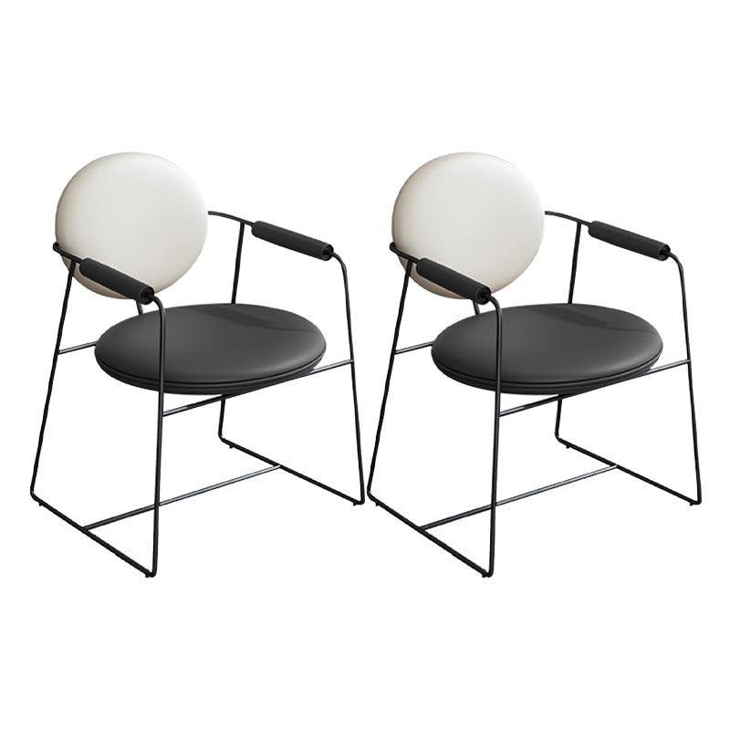 Leather Upholstered Arm Chair King Louis Back Chair for Dining Room