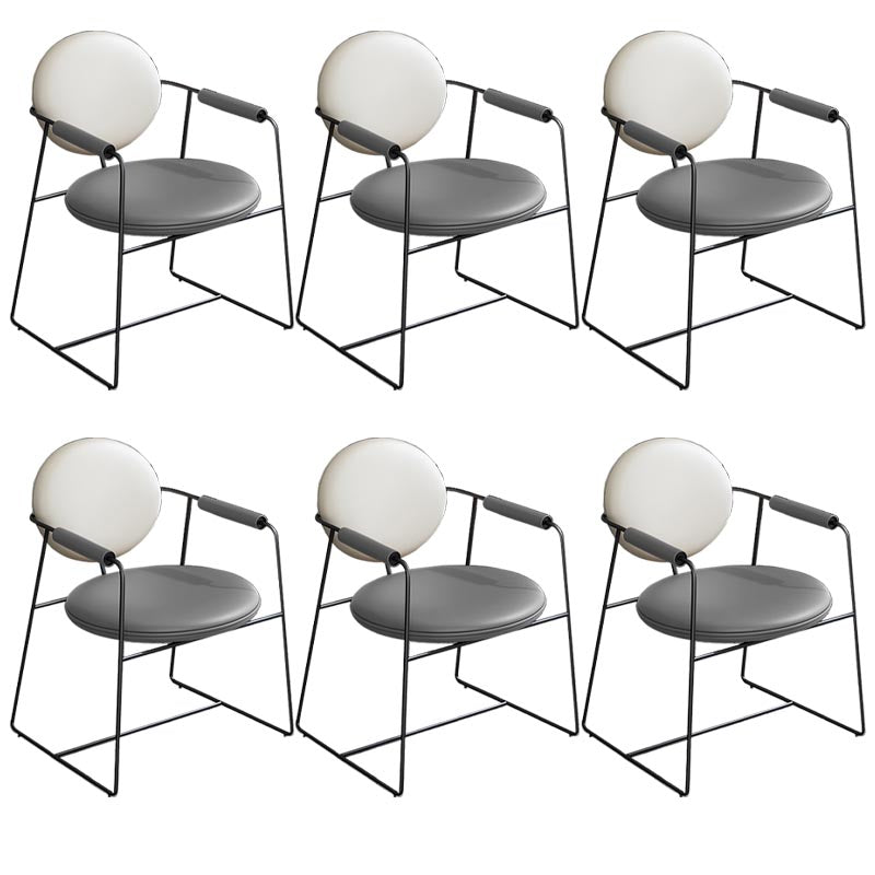 Leather Upholstered Arm Chair King Louis Back Chair for Dining Room