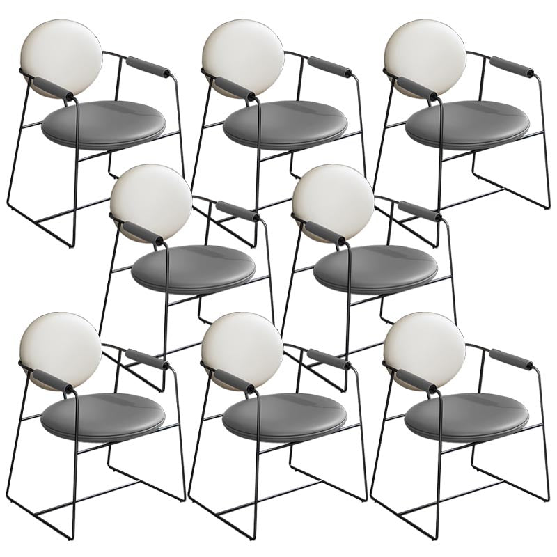 Leather Upholstered Arm Chair King Louis Back Chair for Dining Room