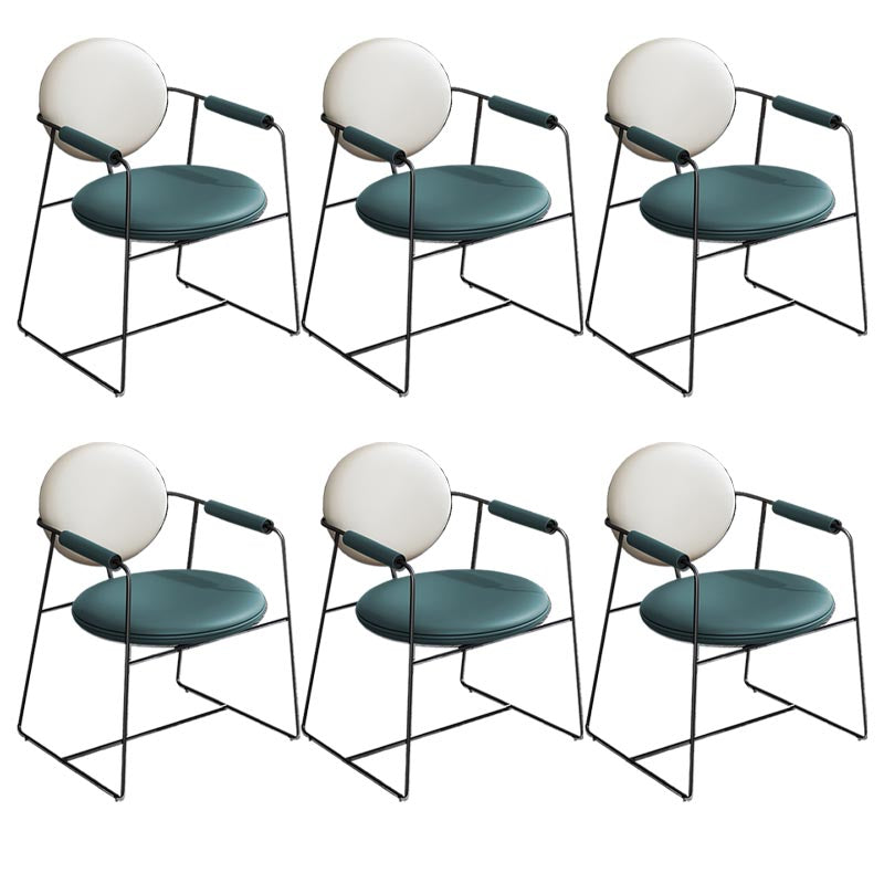 Leather Upholstered Arm Chair King Louis Back Chair for Dining Room