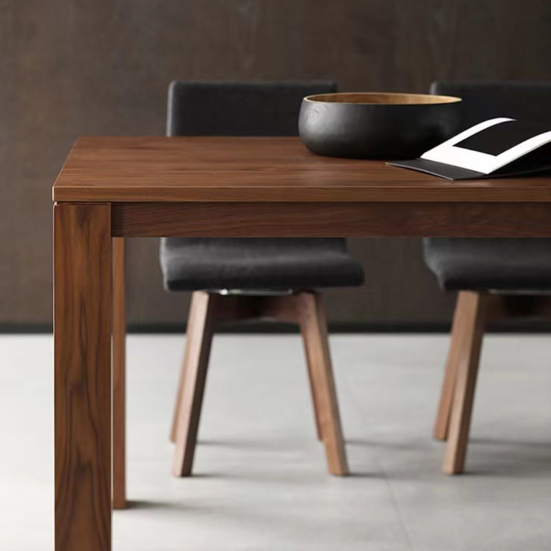 Modern Rectangle Dining Site Table Pine Solid Wood 4 Legs Dining Table in Brown