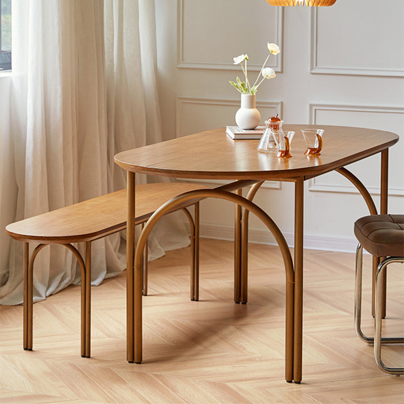 Modern Solid Wood Dinner Room Kitchen Table Oval Dinette Table in Natural