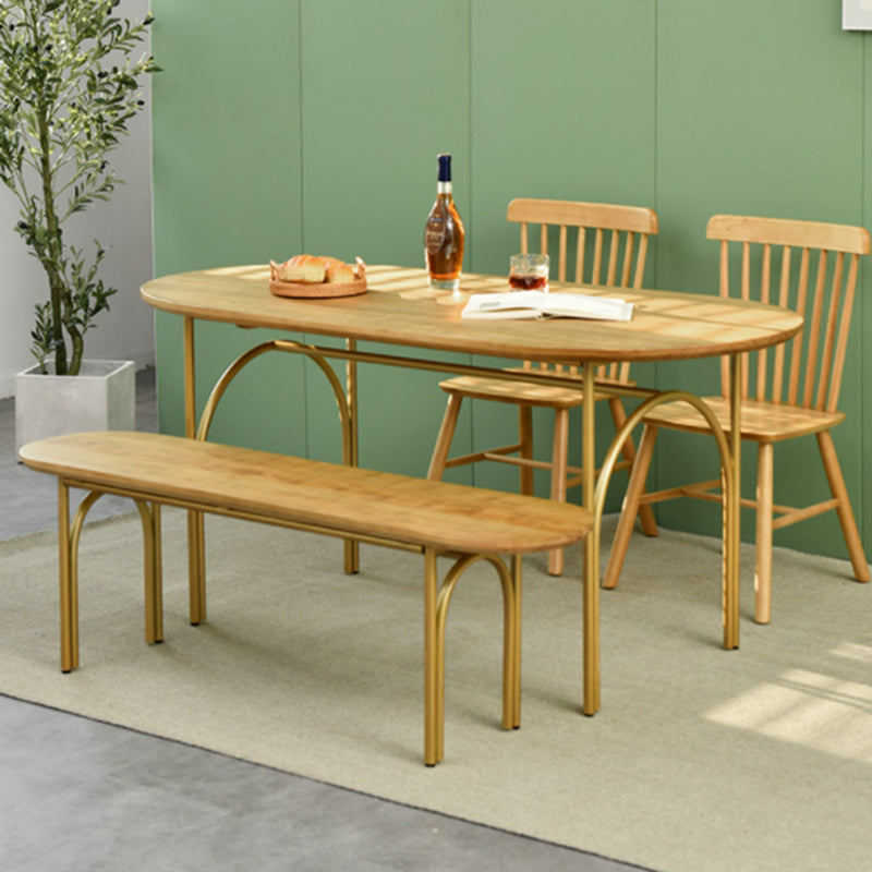 Modern Solid Wood Dinner Room Kitchen Table Oval Dinette Table in Natural