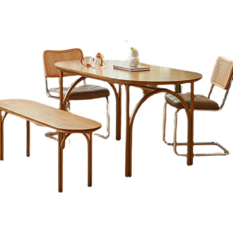 Modern Solid Wood Dinner Room Kitchen Table Oval Dinette Table in Natural