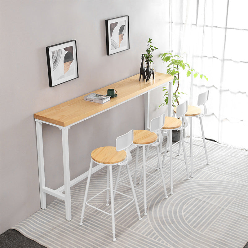 Industrial Rectangle Solid Wood Bar Table Set 1/5/9 Pieces Counter Table with High Stools