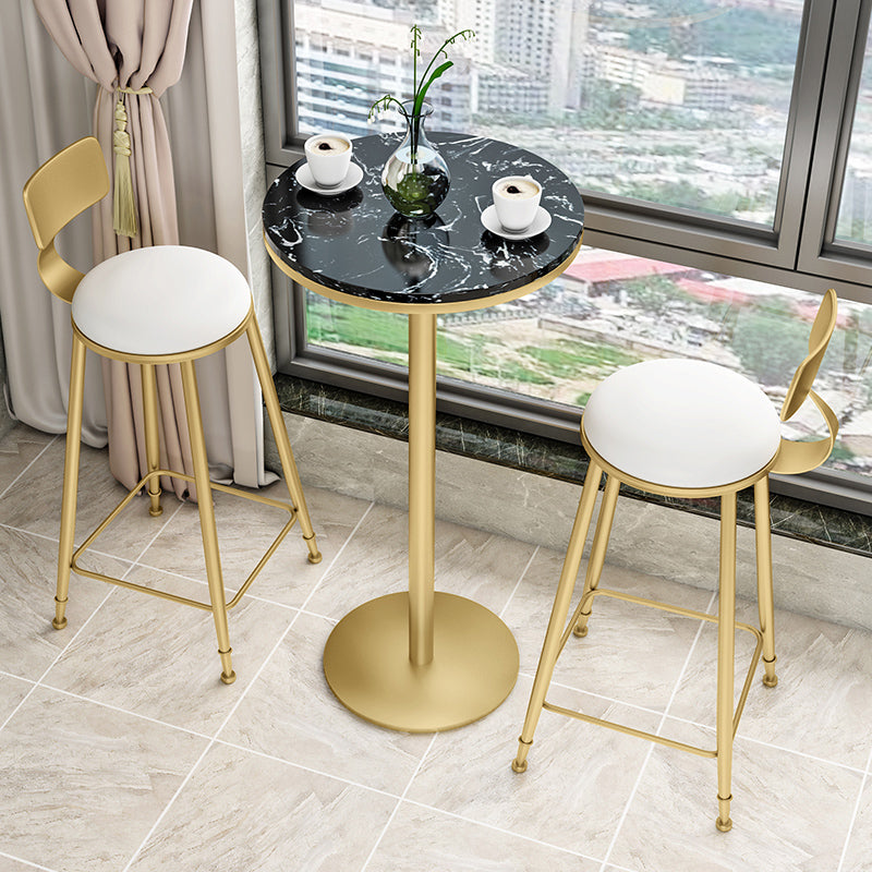 1/2/3 Pieces Glam Iron Bar Table Set Faux Marble Top Bistro Set with Pedestal