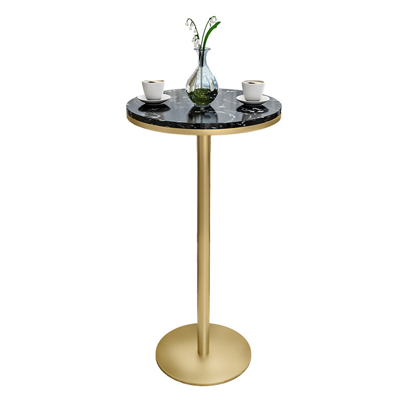 1/2/3 Pieces Glam Iron Bar Table Set Faux Marble Top Bistro Set with Pedestal