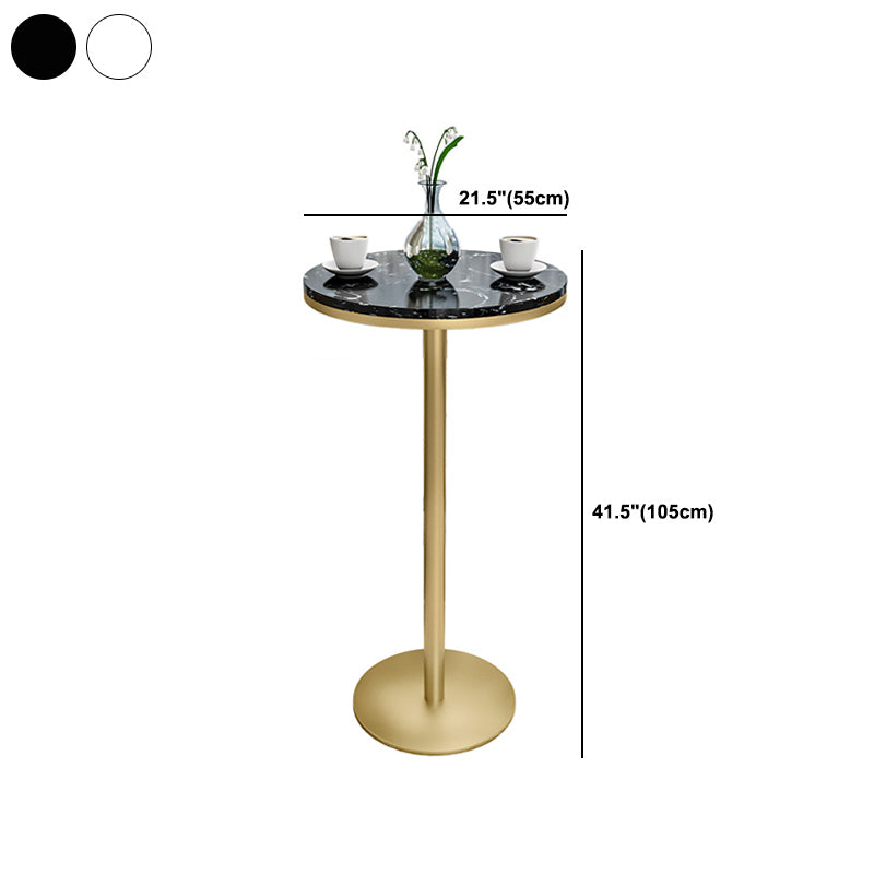 1/2/3 Pieces Glam Iron Bar Table Set Faux Marble Top Bistro Set with Pedestal