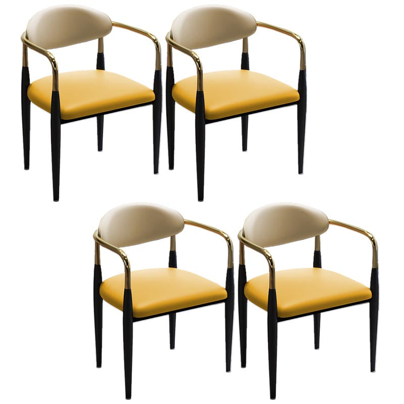 Contemporary Leather Dining Chair Open Back Dining Side Furniture in Matte Finish for Home