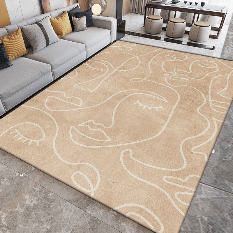 Orange Nordic Rug Polyester Color Piece Area Rug Washable Rug for Sitting Room