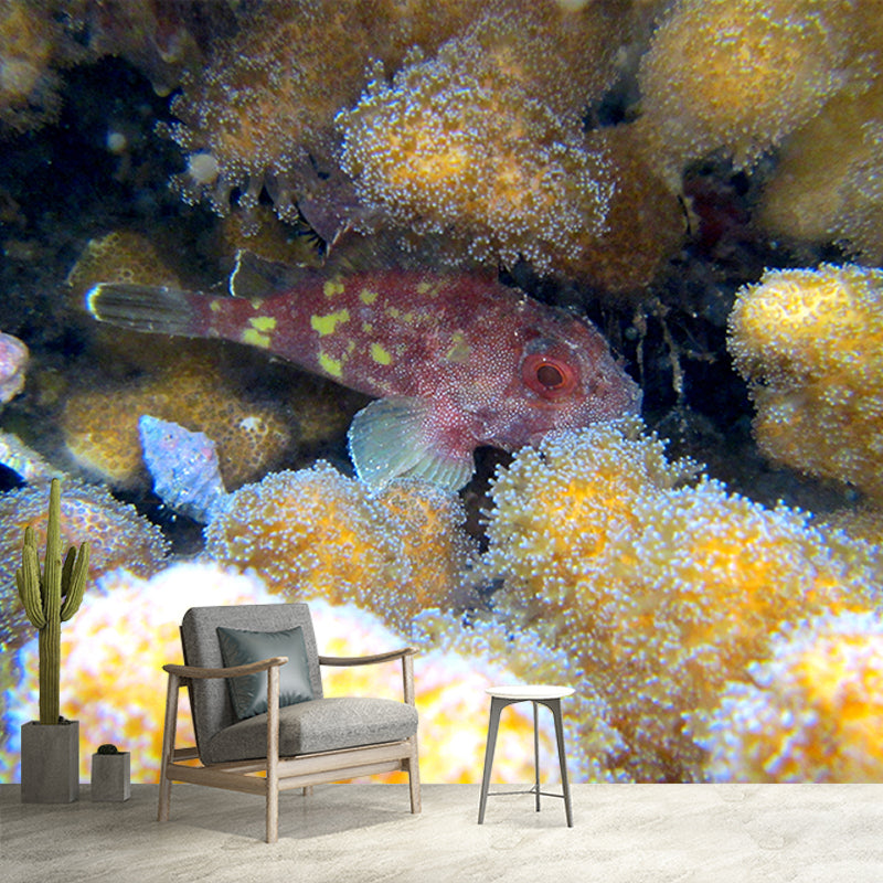 Coastal Fancy Wall Mural Fish Pattern Living Room Wall Mural