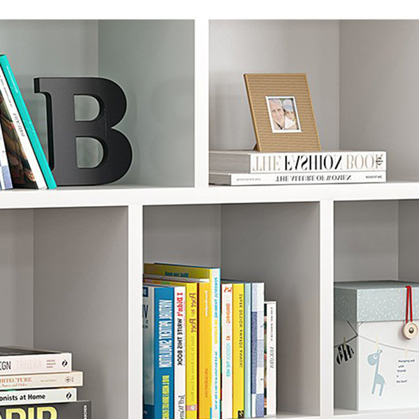 Wood Bookshelf White Contemporary Style Bookcase for Home Office