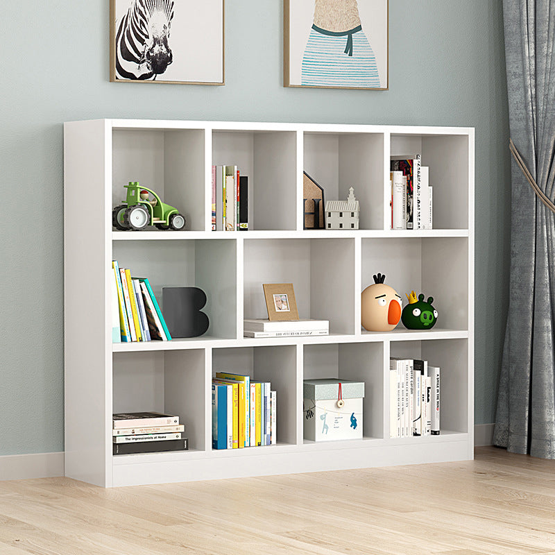Wood Bookshelf White Contemporary Style Bookcase for Home Office