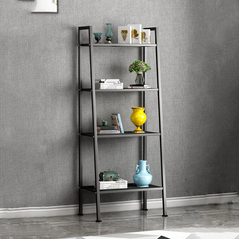 Contemporary Style Ladder Bookshelf Metal Open Back Bookcase for Office