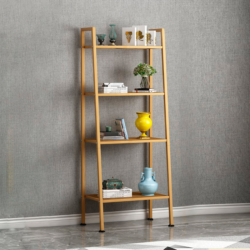 Contemporary Style Ladder Bookshelf Metal Open Back Bookcase for Office