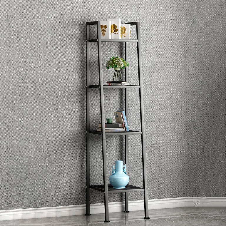 Contemporary Style Ladder Bookshelf Metal Open Back Bookcase for Office
