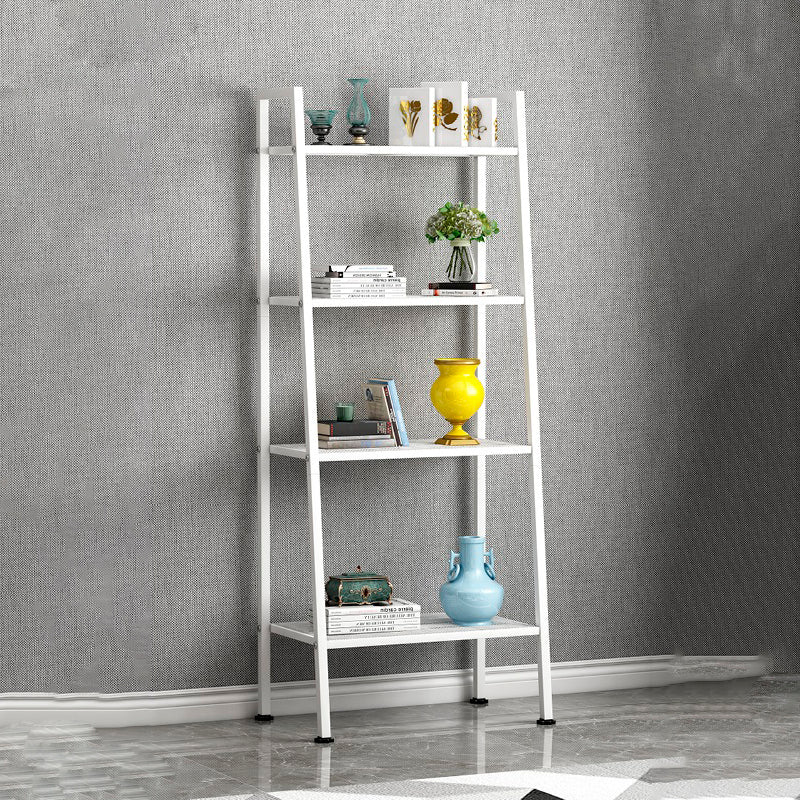 Contemporary Style Ladder Bookshelf Metal Open Back Bookcase for Office